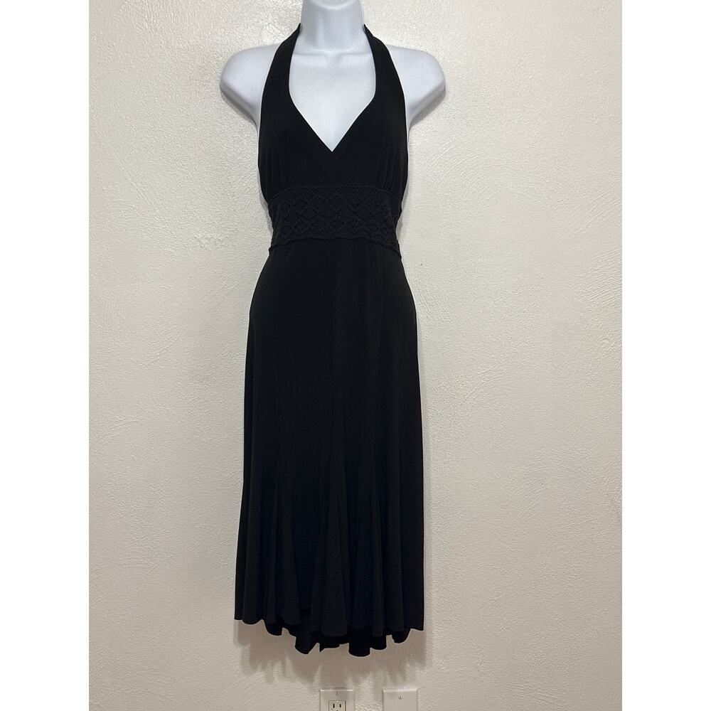 VTG 90s Y2K B. Smart Halter Babydoll Little Black Dress M Whimsigoth Dark Fairy